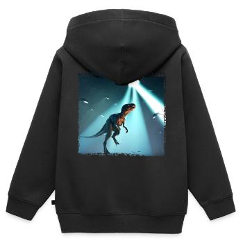 UFO trifft auf Dinosaurier - Kinder Premium Organic Zip Hoodie - Schwarz - Hinten - AI Model Kid Male (0cm)