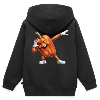 Paprika Geschenk - Kinder Premium Organic Zip Hoodie - Schwarz - Hinten - AI Model Kid Male (0cm)