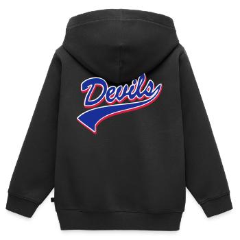 Devils Script Original - Kinder Premium Organic Zip Hoodie - Schwarz - Hinten - AI Model Kid Male (0cm)