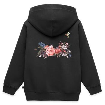 flower - Kinder Premium Organic Zip Hoodie - Schwarz - Hinten - AI Model Kid Male (0cm)