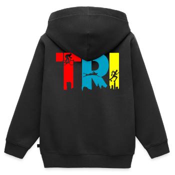 Triathlon - Sweat Premium à capuche zippé enfant bio - noir - Dos - AI Model Kid Male (0cm)