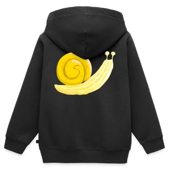 Escargot banane - Sweat Premium à capuche zippé enfant bio - noir - Dos - AI Model Kid Male (0cm)