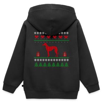 Idée de cadeau de lévrier moche de lévrier - Sweat Premium à capuche zippé enfant bio - noir - Dos - AI Model Kid Male (0cm)