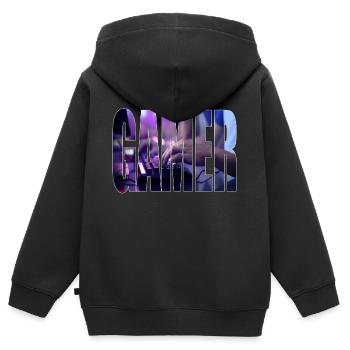 gamer - Kinder Premium Organic Zip Hoodie - Schwarz - Hinten - AI Model Kid Male (0cm)