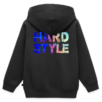 Hardstyle - Sweat Premium à capuche zippé enfant bio - noir - Dos - AI Model Kid Male (0cm)