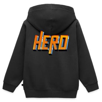 Hero Typography - Kinder Premium Organic Zip Hoodie - Schwarz - Hinten - AI Model Kid Male (0cm)