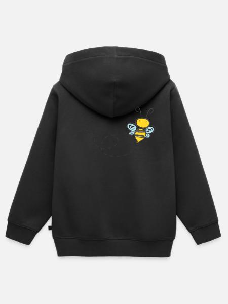 bee - Kinder Premium Organic Zip Hoodie - Schwarz
