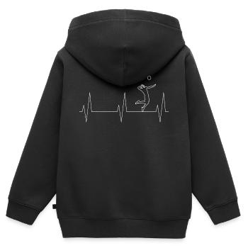volley- - Sweat Premium à capuche zippé enfant bio - noir - Dos - AI Model Kid Male (0cm)