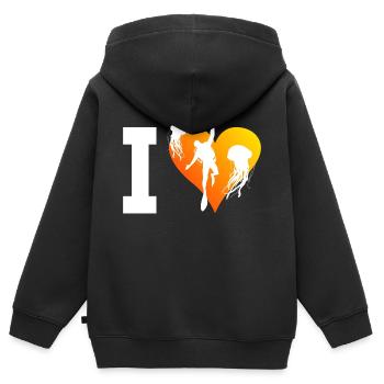 Plongée libre Scuba Diver Dive Diver Divers - Sweat Premium à capuche zippé enfant bio - noir - Dos - AI Model Kid Male (0cm)