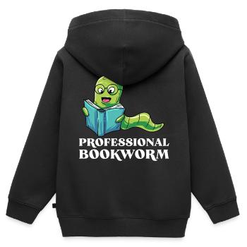 Lesen - Kinder Premium Organic Zip Hoodie - Schwarz - Hinten - AI Model Kid Male (0cm)