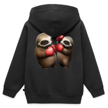 Niedliche Baby- Faultiere im Boxkampf - Kinder Premium Organic Zip Hoodie - Schwarz - Hinten - AI Model Kid Male (0cm)