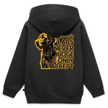 Les labos ne jugent jamais, seulement accepter - Sweat Premium à capuche zippé enfant bio - noir - Dos - AI Model Kid Male (0cm)