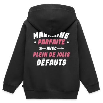 Marraine Parfaite Avec Plein De Jolis Défauts - Sweat Premium à capuche zippé enfant bio - noir - Dos - AI Model Kid Male (0cm)