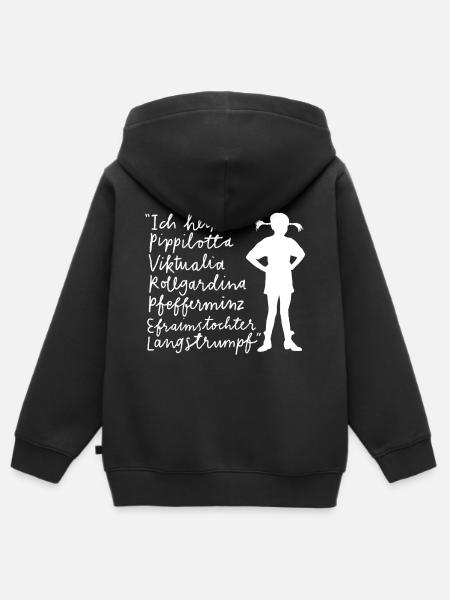 Pippi Langstrumpf Ich Heiße Pippilotta … - Kinder Premium Organic Zip Hoodie - Schwarz