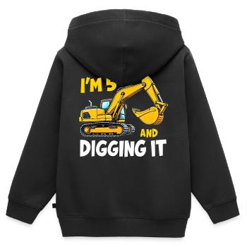 I`M 5 And Digging It - 5 Jahre, 5. Geburtstag - Kinder Premium Organic Zip Hoodie - Schwarz - Hinten - AI Model Kid Male (0cm)