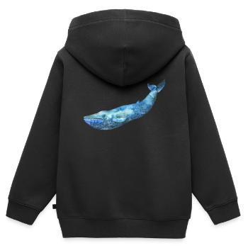 WHALE - Kids Premium Organic Zip-up Hoodie - black - Back - AI Model Kid Male (0cm)