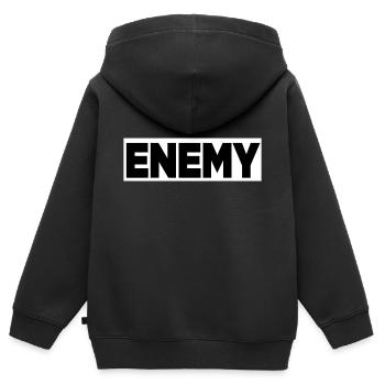 UNISEX ENEMY Logo Produkte BLACK and WHITE - Kinder Premium Organic Zip Hoodie - Schwarz - Hinten - AI Model Kid Male (0cm)