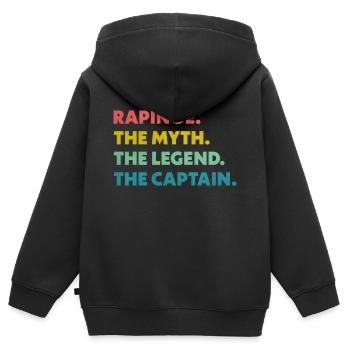 Rapinoe Der Mythos Die Legende Der Kapitän - Kinder Premium Organic Zip Hoodie - Schwarz - Hinten - AI Model Kid Male (0cm)
