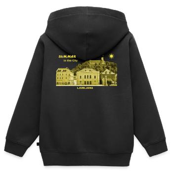 Été Ljubljana Slovénie capitale château de la ville - Sweat Premium à capuche zippé enfant bio - noir - Dos - AI Model Kid Male (0cm)