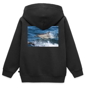 Delfin - Kinder Premium Organic Zip Hoodie - Schwarz - Hinten - AI Model Kid Male (0cm)