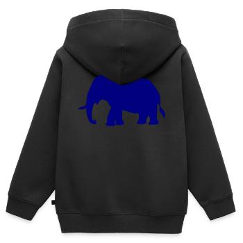 Éléphant - Sweat Premium à capuche zippé enfant bio - noir - Dos - AI Model Kid Male (0cm)