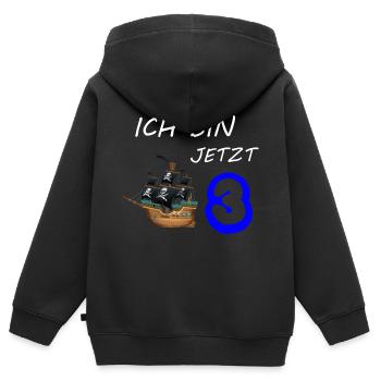 Ich bin jetzt 3 - Kinder Premium Organic Zip Hoodie - Schwarz - Hinten - AI Model Kid Male (0cm)