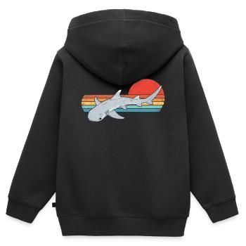 Dentelles blanches Riffhai - Sweat Premium à capuche zippé enfant bio - noir - Dos - AI Model Kid Male (0cm)
