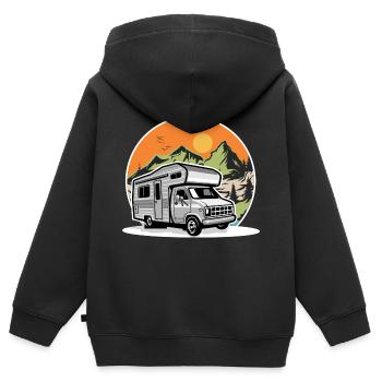 Camping Camper Campen - Kinder Premium Organic Zip Hoodie - Schwarz - Hinten - AI Model Kid Male (0cm)