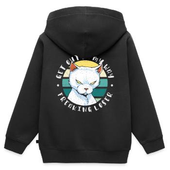 Sors de mon chemin, perdant fou, chat - Sweat Premium à capuche zippé enfant bio - noir - Dos - AI Model Kid Male (0cm)