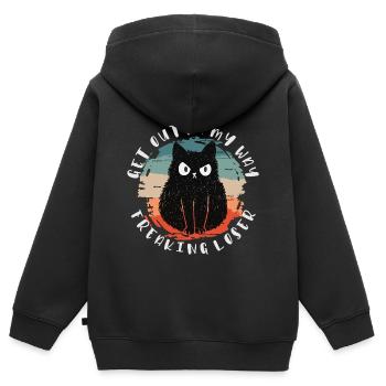 Sors de mon chemin, perdant fou, chat - Sweat Premium à capuche zippé enfant bio - noir - Dos - AI Model Kid Male (0cm)