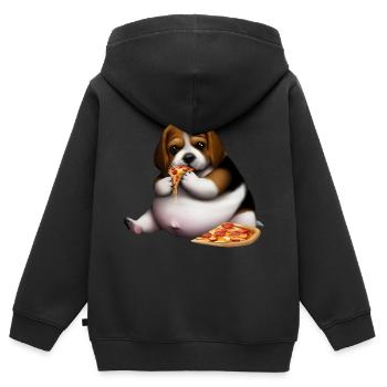Pizza Lover Beagle Dog - Sweat Premium à capuche zippé enfant bio - noir - Dos - AI Model Kid Male (0cm)
