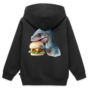 Cheeseburger Dinosauerier - Sweat Premium à capuche zippé enfant bio - noir - Dos - AI Model Kid Male (0cm)