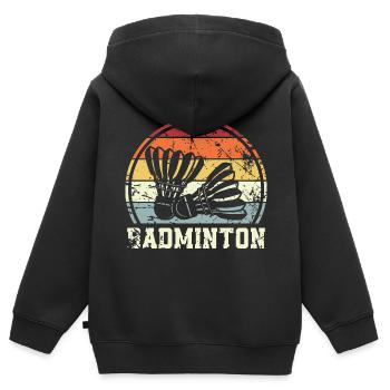 Badminton - Kinder Premium Organic Zip Hoodie - Schwarz - Hinten - AI Model Kid Male (0cm)