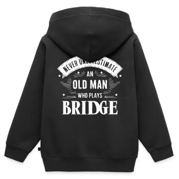 Cadeau pour le jeu de cartes Bridge - Sweat Premium à capuche zippé enfant bio - noir - Dos - AI Model Kid Male (0cm)