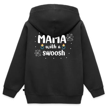 Mama with a swoosh - Kids Premium Organic Zip-up Hoodie - black - Back - AI Model Kid Male (0cm)
