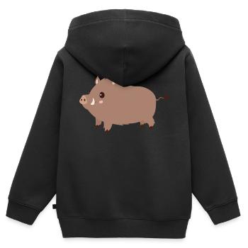 Wildschwein - Kinder Premium Organic Zip Hoodie - Schwarz - Hinten - AI Model Kid Male (0cm)