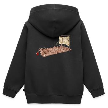 Ein Floß im offenen Meer - Kinder Premium Organic Zip Hoodie - Schwarz - Hinten - AI Model Kid Male (0cm)