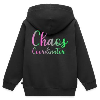 Chaos Coordinator Manager Boss Boss Mom Dad Office - Sweat Premium à capuche zippé enfant bio - noir - Dos - AI Model Kid Male (0cm)