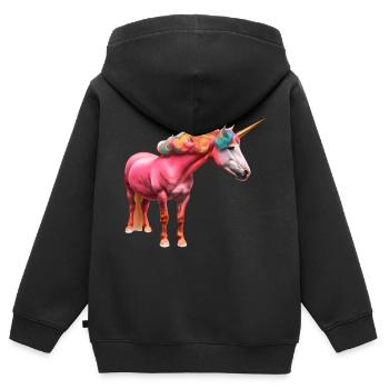 Colorful curly unicorn - Kids Premium Organic Zip-up Hoodie - black - Back - AI Model Kid Male (0cm)