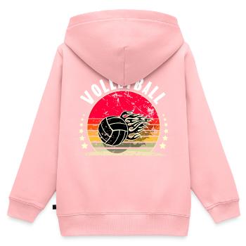 Volleyball - Kinder Premium Organic Zip Hoodie - Rosa - Hinten - AI Model Kid Female (0cm)
