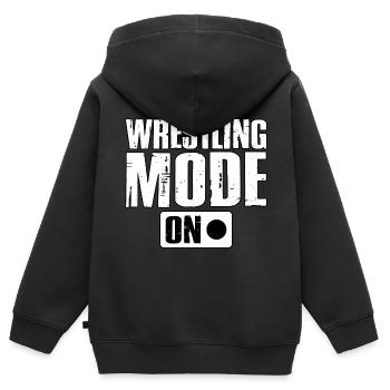 Wrestling Mode On - Kids Premium Organic Zip-up Hoodie - black - Back - AI Model Kid Male (0cm)