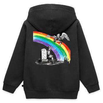 Fille papa Ange en deuil - Sweat Premium à capuche zippé enfant bio - noir - Dos - AI Model Kid Male (0cm)