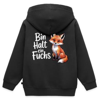 Je ne suis qu’un écolier intelligent Fox Clever - Sweat Premium à capuche zippé enfant bio - noir - Dos - AI Model Kid Male (0cm)