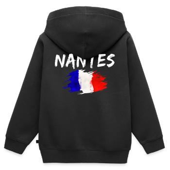 Nantes Frankreich Flagge Stadt Nantes - Kinder Premium Organic Zip Hoodie - Schwarz - Hinten - AI Model Kid Male (0cm)