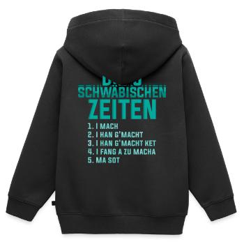 Die 5 Schwäbischen Zeiten - Kinder Premium Organic Zip Hoodie - Schwarz - Hinten - AI Model Kid Male (0cm)