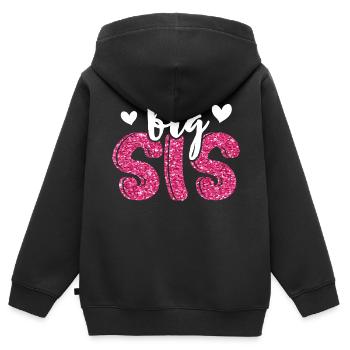 Big Sis - Kinder Premium Organic Zip Hoodie - Schwarz - Hinten - AI Model Kid Male (0cm)