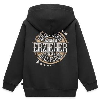 Erzieher - Kinder Premium Organic Zip Hoodie - Schwarz - Hinten - AI Model Kid Male (0cm)