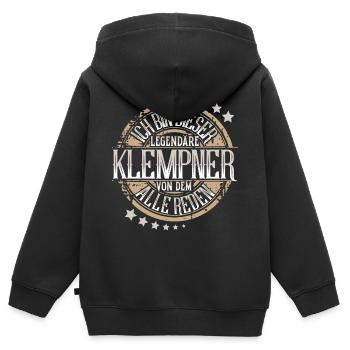 Klempner - Kinder Premium Organic Zip Hoodie - Schwarz - Hinten - AI Model Kid Male (0cm)