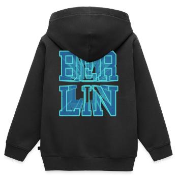 Berlin Allemagne Ville 3D Police Skyline - Sweat Premium à capuche zippé enfant bio - noir - Dos - AI Model Kid Male (0cm)