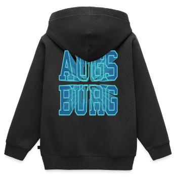Augsbourg Allemagne Ville 3D Police Skyline - Sweat Premium à capuche zippé enfant bio - noir - Dos - AI Model Kid Male (0cm)
